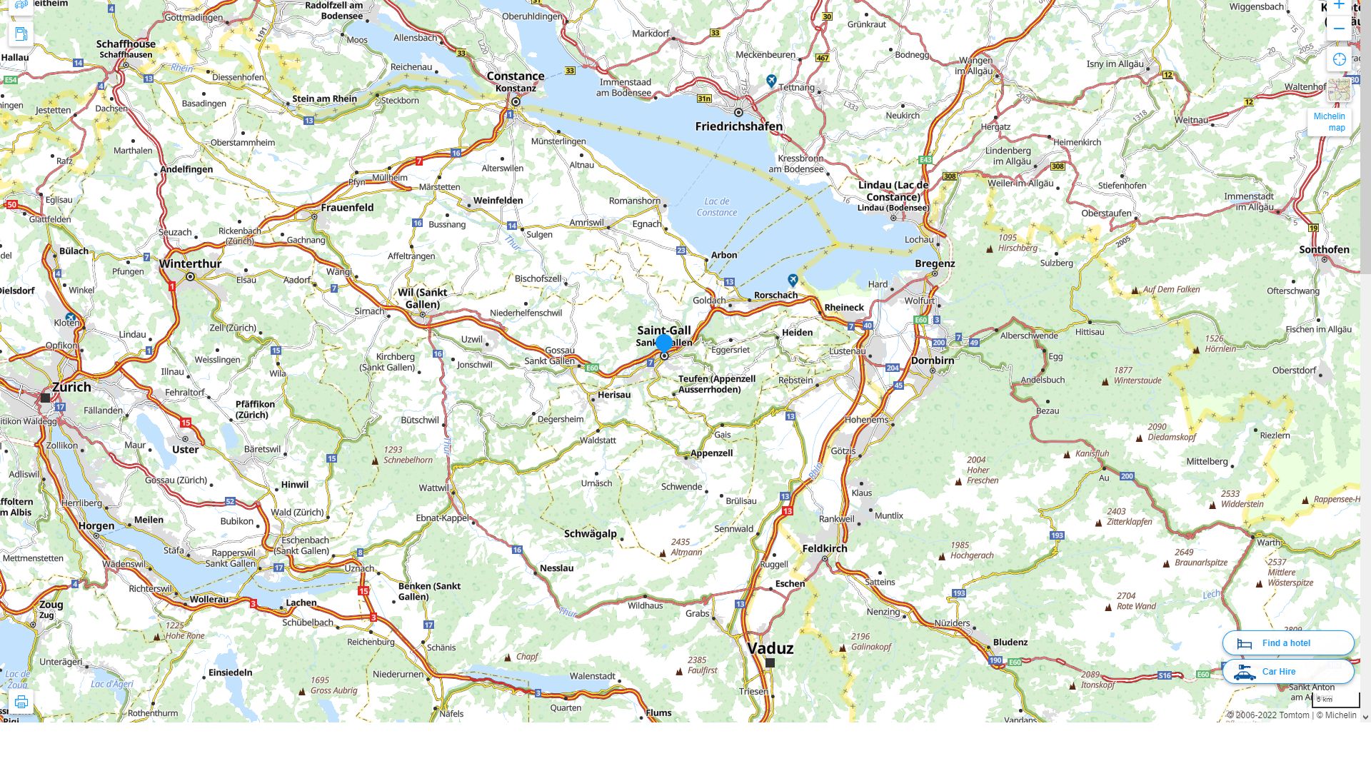 St. Gallen Highway and Road Map